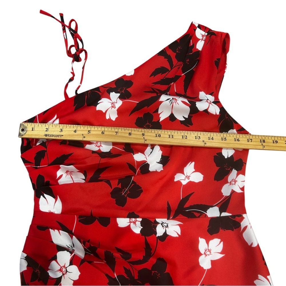 BCBG MAXAZRIA floral dress midi red/black NEW womens medium fancy wedding romant - Picture 4 of 16